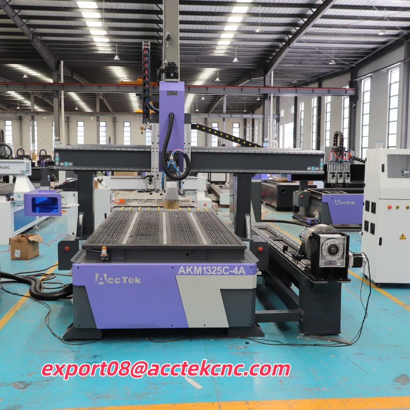 Woodworking Machinery For Sale - お買い得価格 4軸CNCルーター彫刻機 ATC家具機械 木工機械 AKM1325C-4A ロータリー軸付き